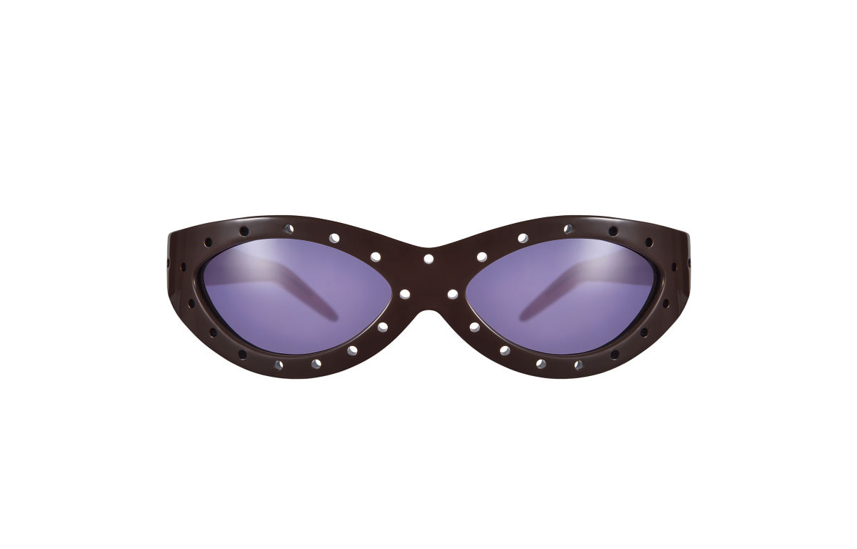 FAKBYFAK x Walter Van Beirendonck Couture sunglasses Toy Glasses Model 1. Dark brown with coloured pins Code: 09/01/02