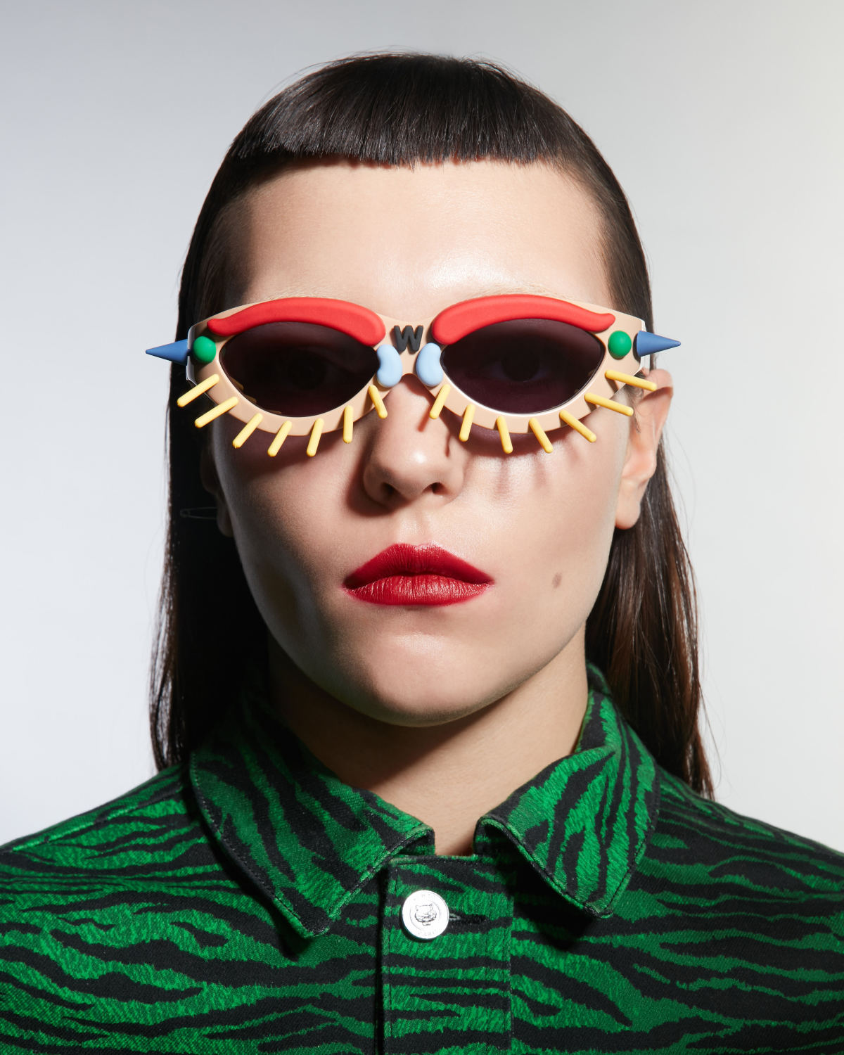 FAKBYFAK x Walter Van Beirendonck Couture sunglasses Toy Glasses Model 1. Light brown with coloured pins Code: 09/01/03