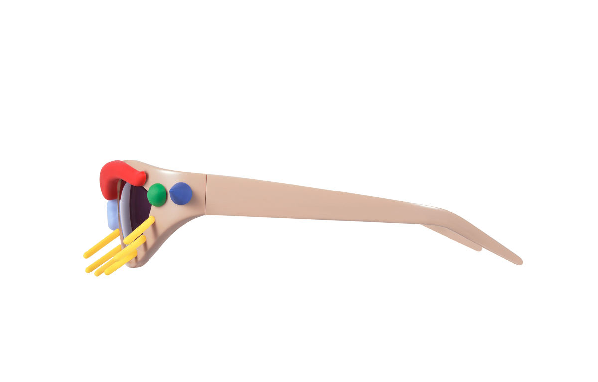 FAKBYFAK x Walter Van Beirendonck Couture sunglasses Toy Glasses Model 1. Light brown with coloured pins Code: 09/01/03