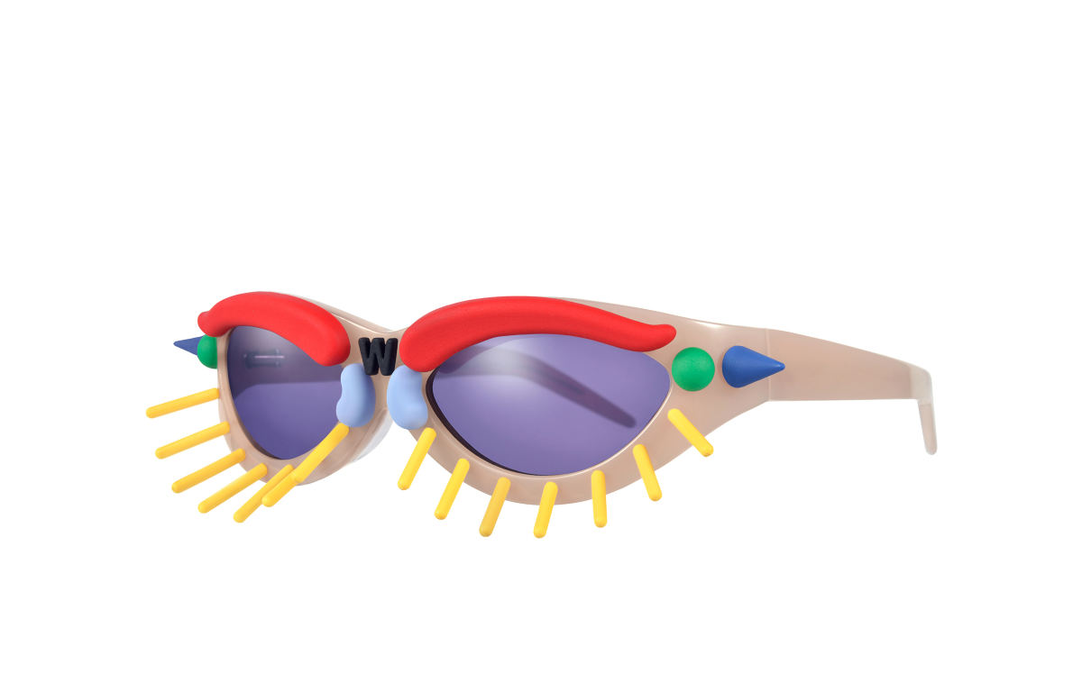 FAKBYFAK x Walter Van Beirendonck Couture sunglasses Toy Glasses Model 1. Light brown with coloured pins Code: 09/01/03