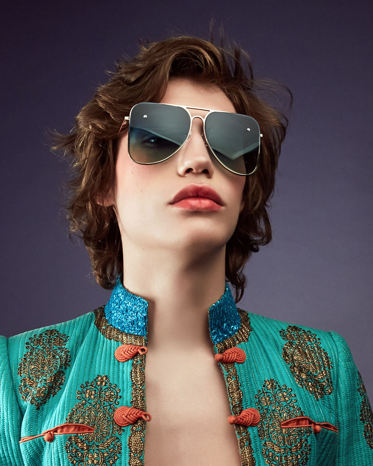 FAKBYFAK Fashion sunglasses Blue aviator Model 1. Golden metal frame Code: 07/01/012