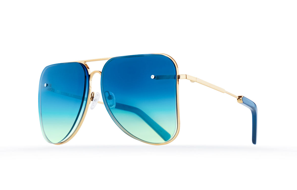 FAKBYFAK Fashion sunglasses Light blue aviator Model 1. Golden metal frame Code: 07/01/022
