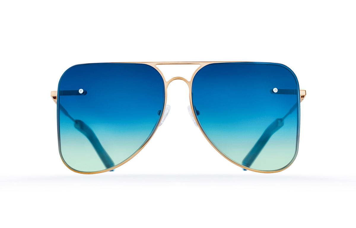 FAKBYFAK Fashion sunglasses Light blue aviator Model 1. Golden metal frame Code: 07/01/022