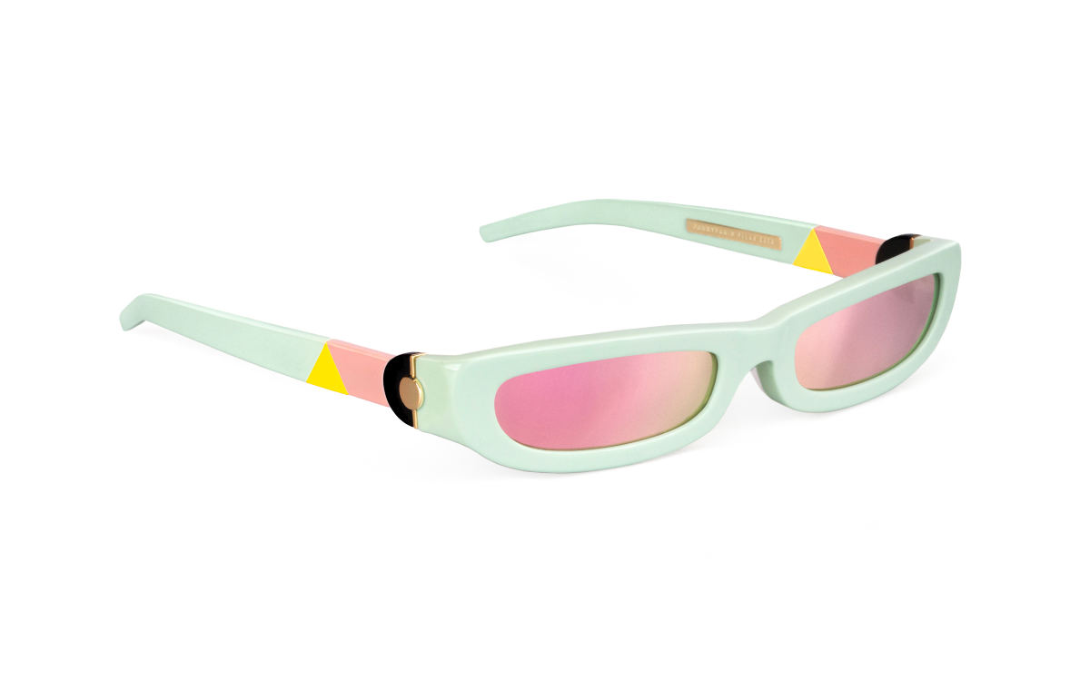 FAKBYFAK x Pilar Zeta Fashion sunglasses Model SHARP. Sun. Glossy Mint & Mirrored Pink Code: 14/01/04