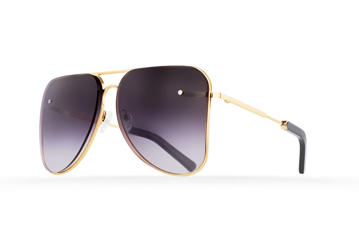 FAKBYFAK Fashion sunglasses Dark grey gradient aviator Model 1. Golden metal frame Code: 07/01/032