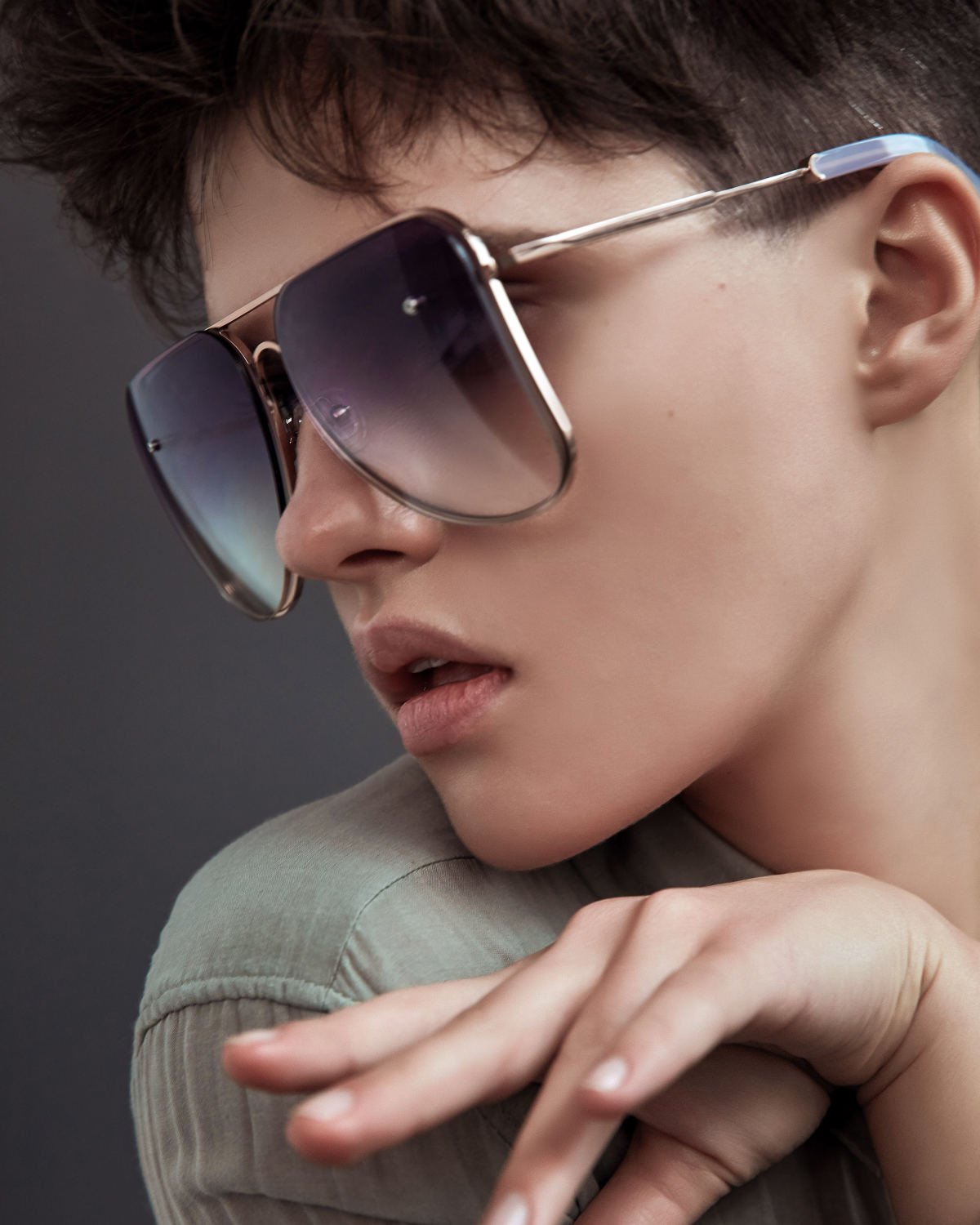 FAKBYFAK Fashion sunglasses Lilac gradient aviator Model 1. Golden metal frame Code: 07/01/042
