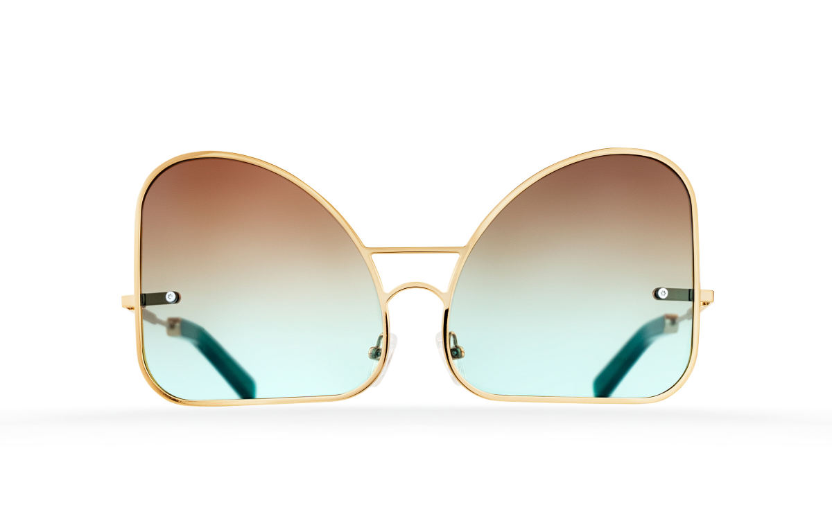 FAKBYFAK Fashion sunglasses Inverted mint chocolate gradient lenses aviator Model 2. Golden metal frame Code: 07/02/01