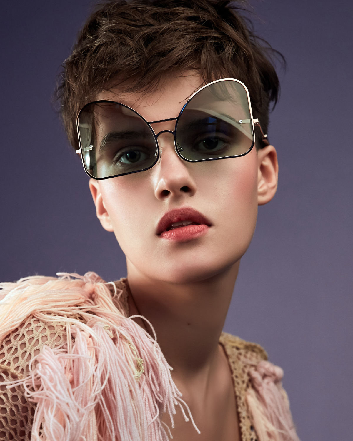 FAKBYFAK Fashion sunglasses Inverted mint chocolate gradient lenses aviator Model 2. Golden metal frame Code: 07/02/01