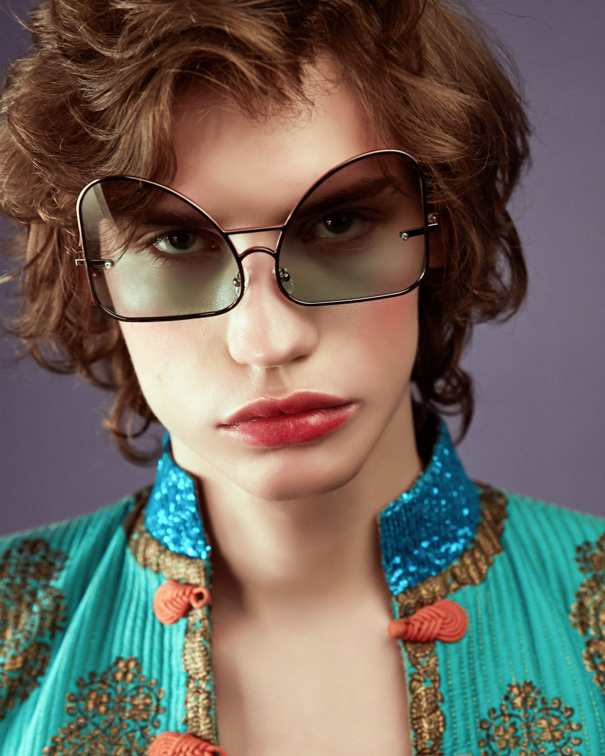 FAKBYFAK Fashion sunglasses Inverted mint chocolate gradient lenses aviator Model 2. Golden metal frame Code: 07/02/01
