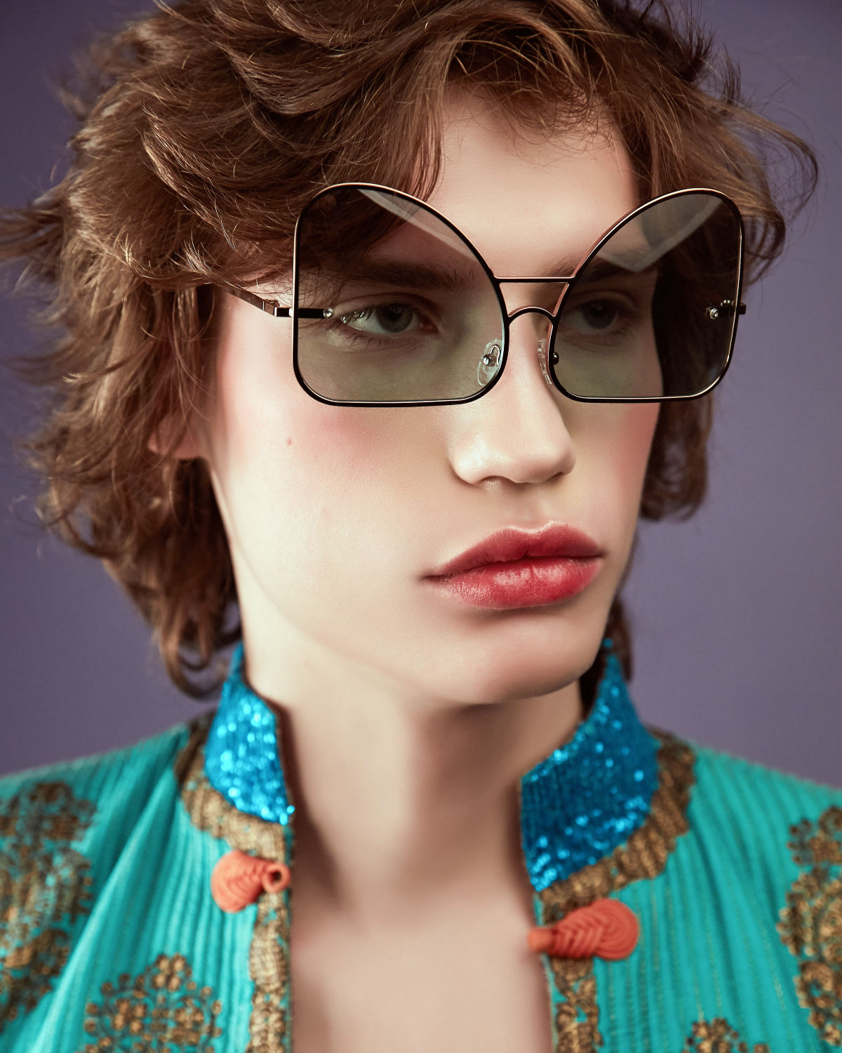 FAKBYFAK Fashion sunglasses Inverted mint chocolate gradient lenses aviator Model 2. Golden metal frame Code: 07/02/01