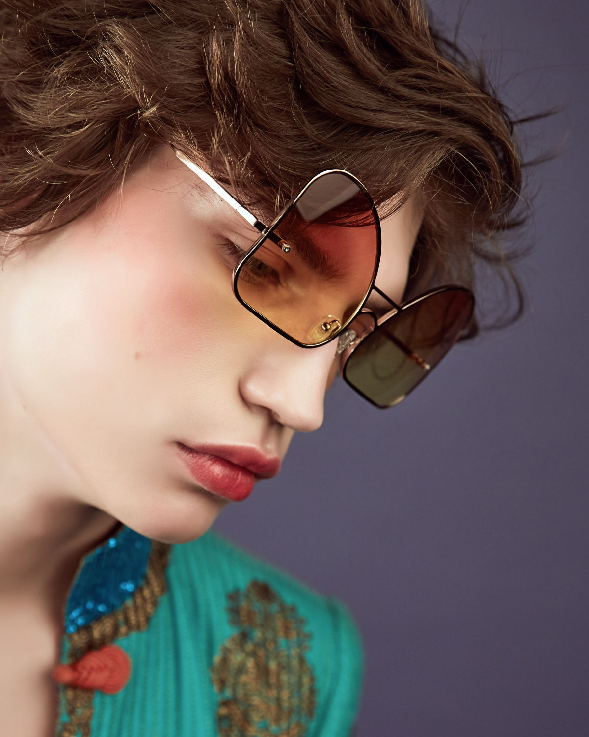FAKBYFAK Fashion sunglasses Inverted yellow gradient lenses aviator Model 2. Golden metal frame Code: 07/02/02