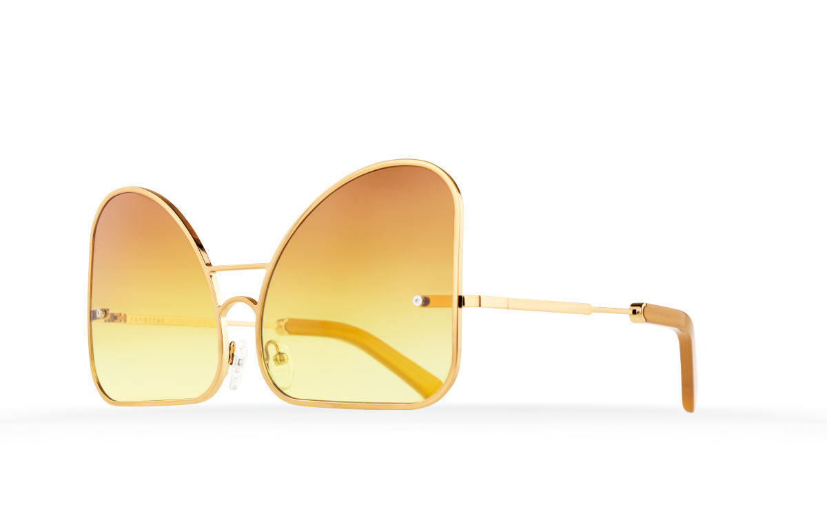 FAKBYFAK Fashion sunglasses Inverted yellow gradient lenses aviator Model 2. Golden metal frame Code: 07/02/02