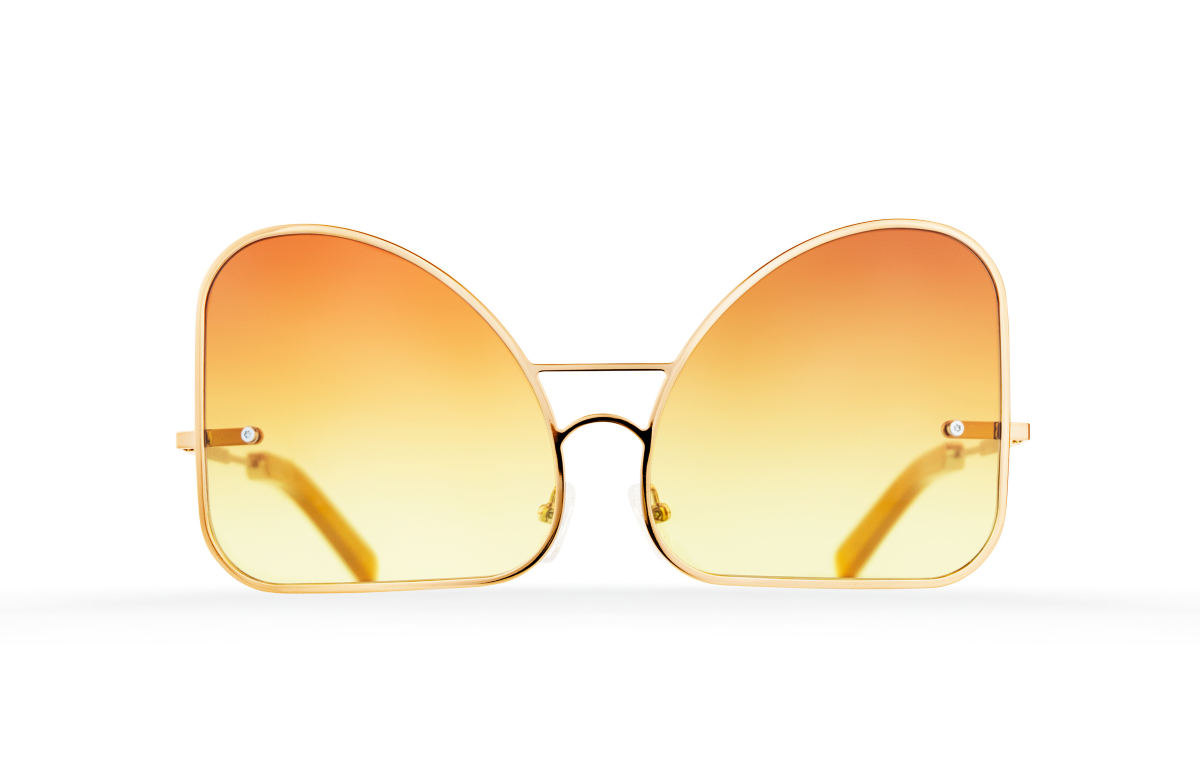 FAKBYFAK Fashion sunglasses Inverted yellow gradient lenses aviator Model 2. Golden metal frame Code: 07/02/02