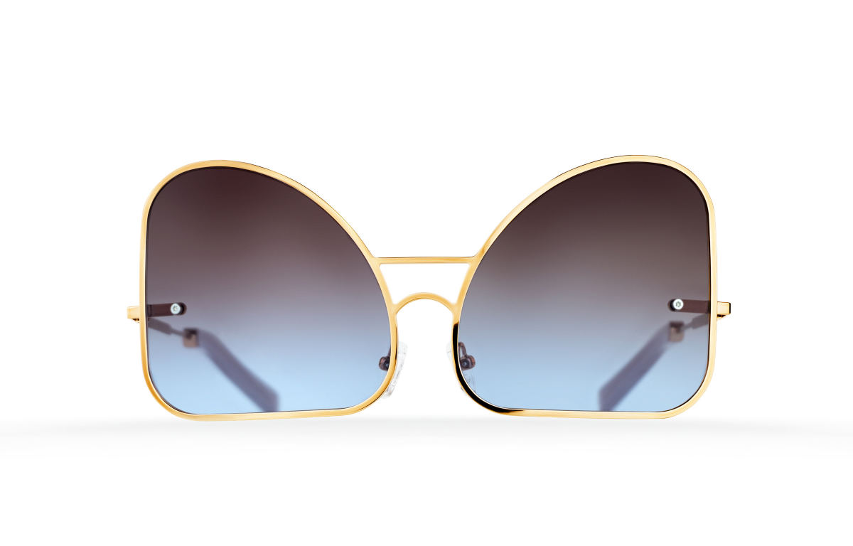 FAKBYFAK Fashion sunglasses Inverted blue chocolate gradient lenses aviator Model 2. Golden metal frame Code: 07/02/03