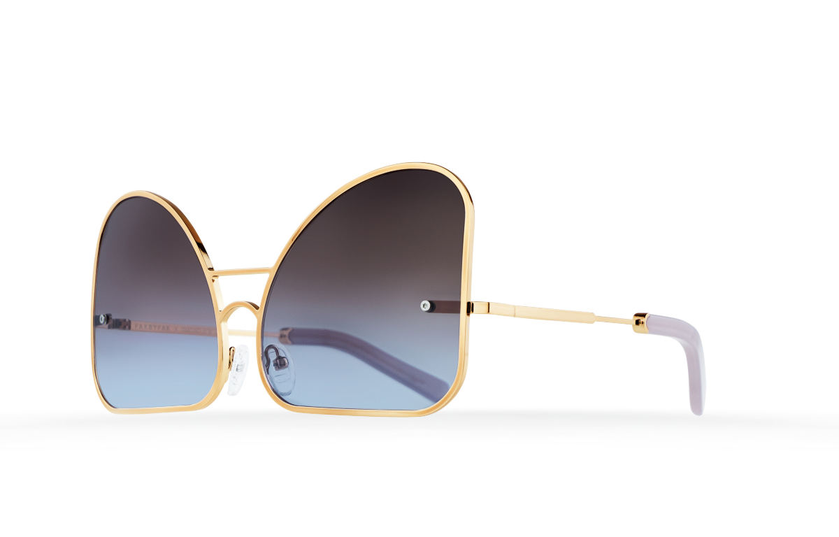 FAKBYFAK Fashion sunglasses Inverted blue chocolate gradient lenses aviator Model 2. Golden metal frame Code: 07/02/03