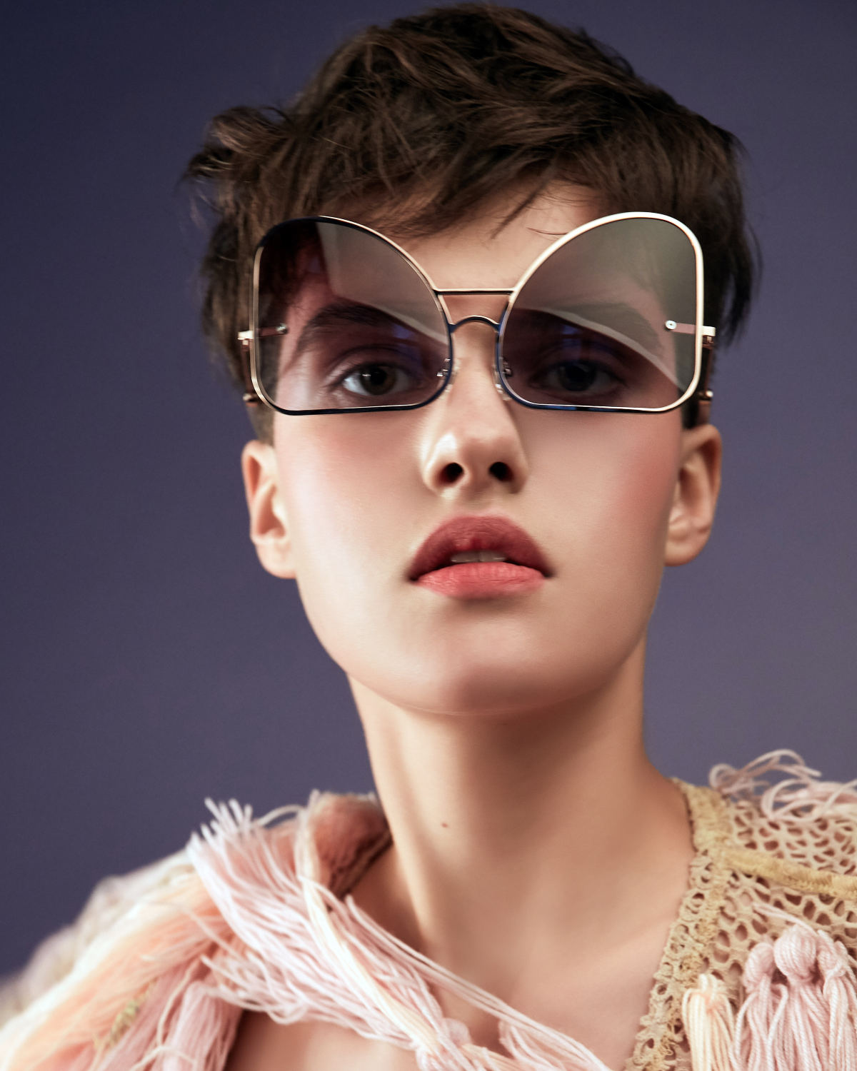 FAKBYFAK Fashion sunglasses Inverted lilac lenses aviator Model 2. Golden metal frame Code: 07/02/04