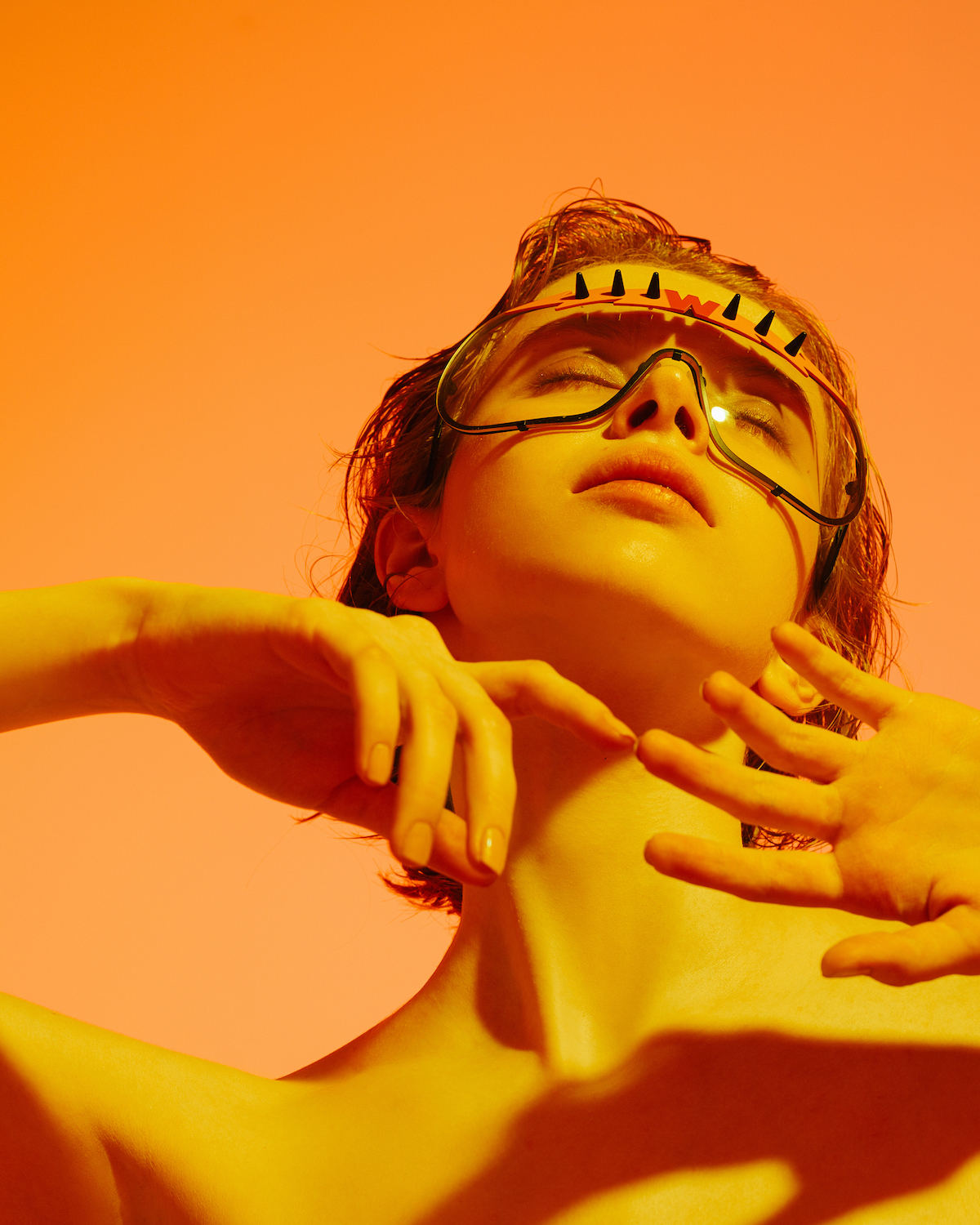 FAKBYFAK x Walter Van Beirendonck Designer sunglasses BlitZ Solar Shield Sunglasses. Yellow & Orange Lightning Code: 23/01/03