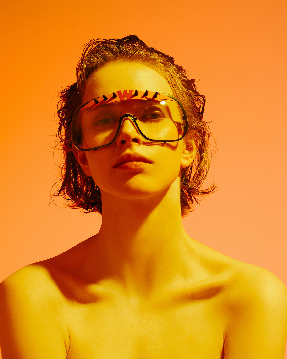 FAKBYFAK x Walter Van Beirendonck Designer sunglasses BlitZ Solar Shield Sunglasses. Yellow & Orange Lightning Code: 23/01/03