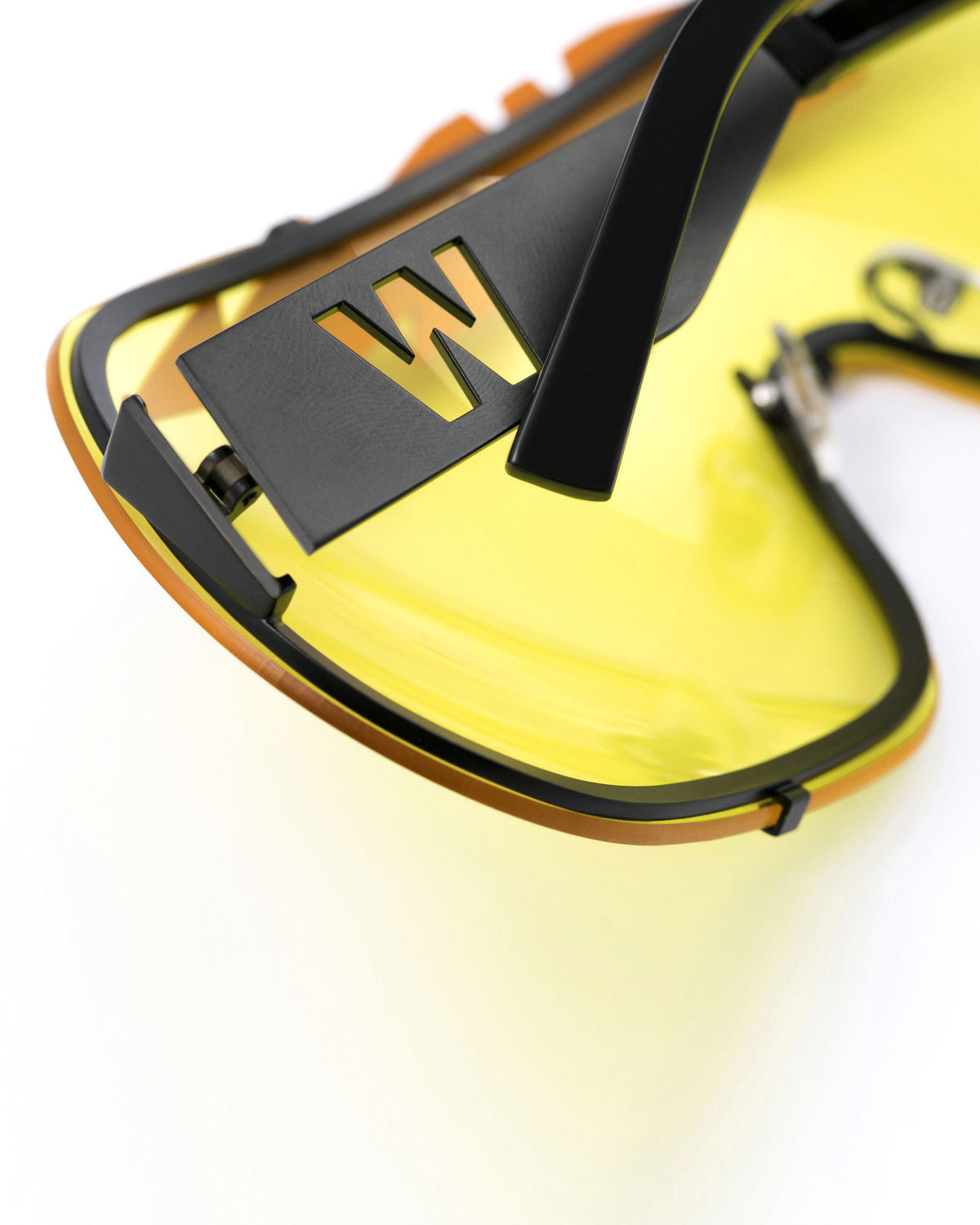 FAKBYFAK x Walter Van Beirendonck Designer sunglasses BlitZ Solar Shield Sunglasses. Yellow & Orange Lightning Code: 23/01/03
