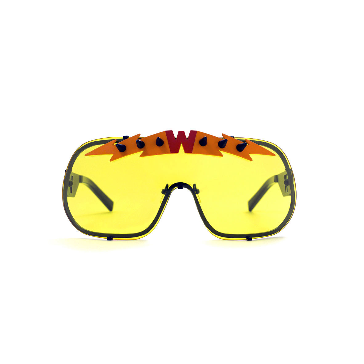 FAKBYFAK x Walter Van Beirendonck Designer sunglasses BlitZ Solar Shield Sunglasses. Yellow & Orange Lightning Code: 23/01/03