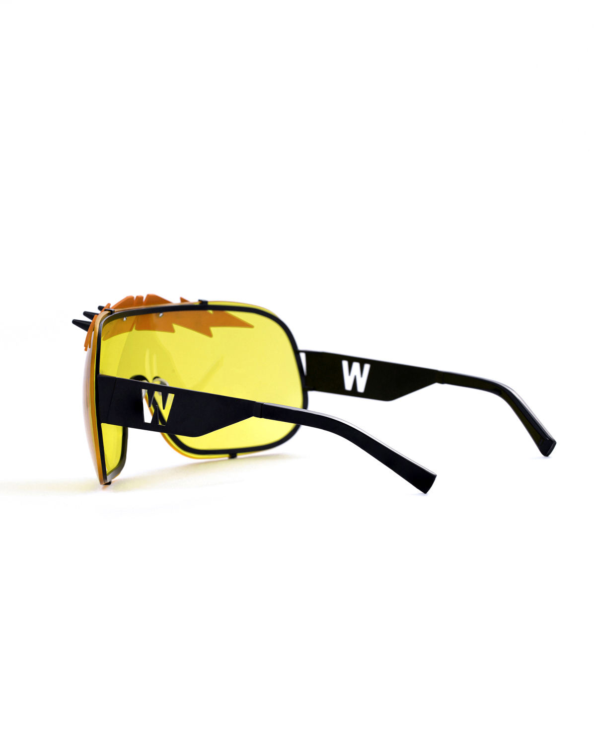 FAKBYFAK x Walter Van Beirendonck Designer sunglasses BlitZ Solar Shield Sunglasses. Yellow & Orange Lightning Code: 23/01/03