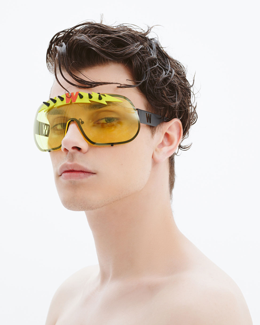 FAKBYFAK x Walter Van Beirendonck Designer sunglasses BlitZ Solar Shield Sunglasses. Yellow & Neon Lightning Code: 23/01/05
