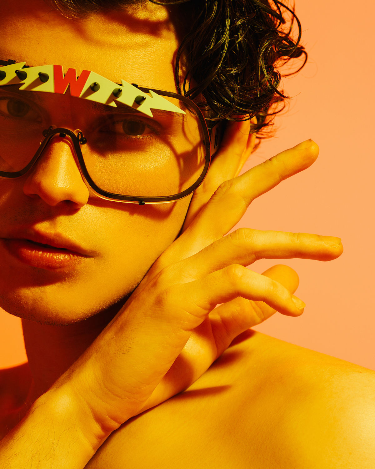 FAKBYFAK x Walter Van Beirendonck Designer sunglasses BlitZ Solar Shield Sunglasses. Yellow & Neon Lightning Code: 23/01/05