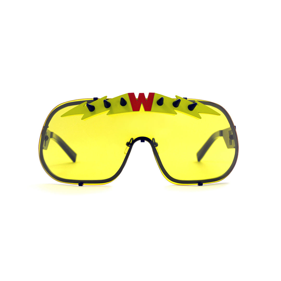 FAKBYFAK x Walter Van Beirendonck Designer sunglasses BlitZ Solar Shield Sunglasses. Yellow & Neon Lightning Code: 23/01/05