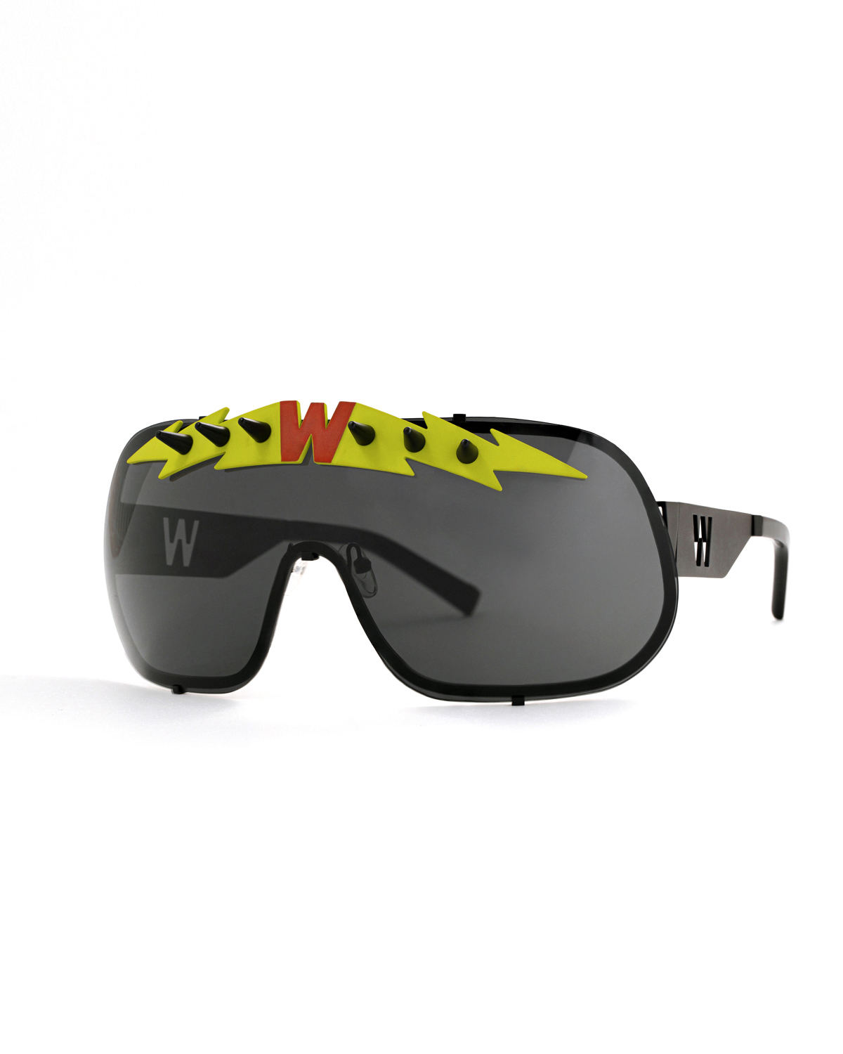 FAKBYFAK x Walter Van Beirendonck Designer sunglasses BlitZ Solar Shield Sunglasses. Black & Neon Lightning Code: 23/01/06