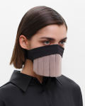 Couture Face Covering with a Pleated Veil, Ear Strap-Free. The FAKOUT. Black & Seashell