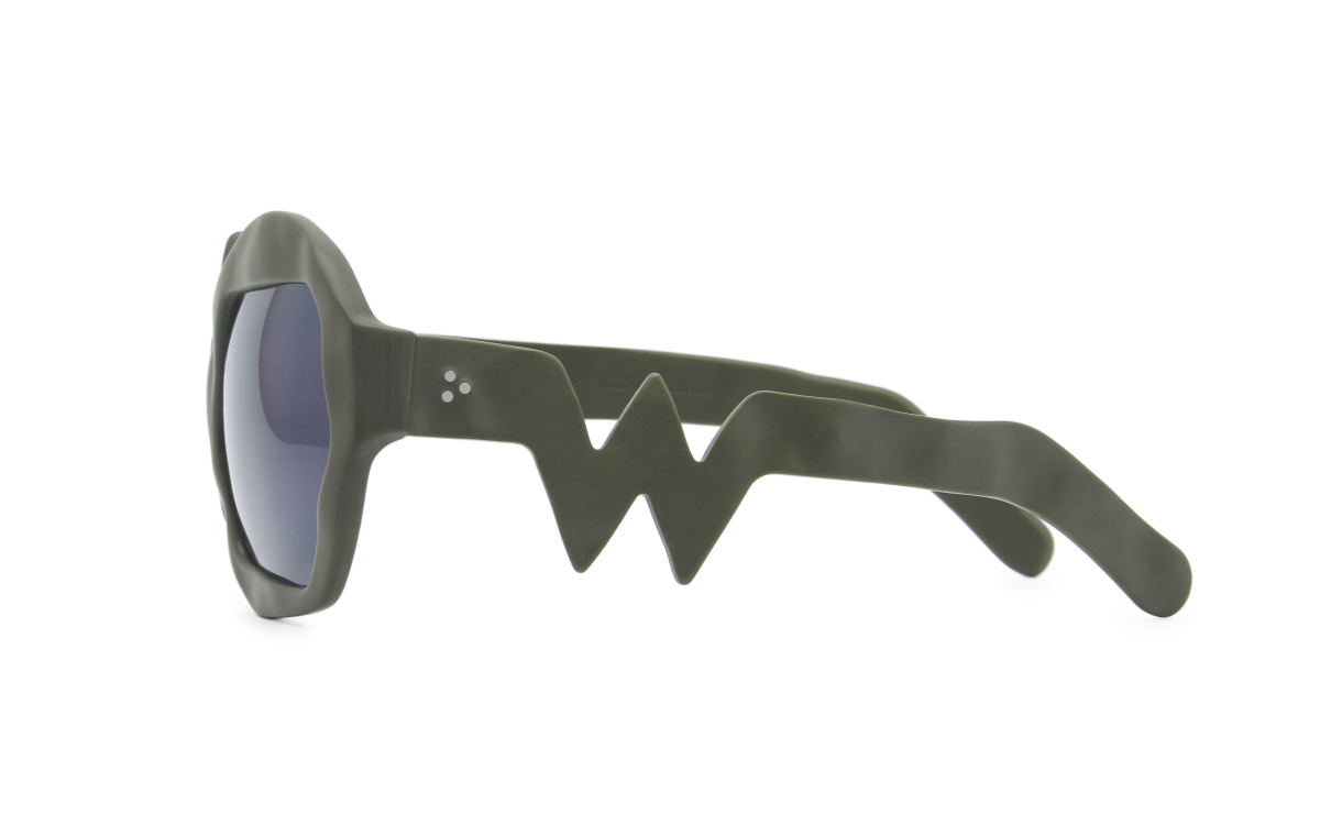FAKBYFAK x Walter Van Beirendonck Couture sunglasses Lightning Sunglasses. Military Green Code: 09/11/04