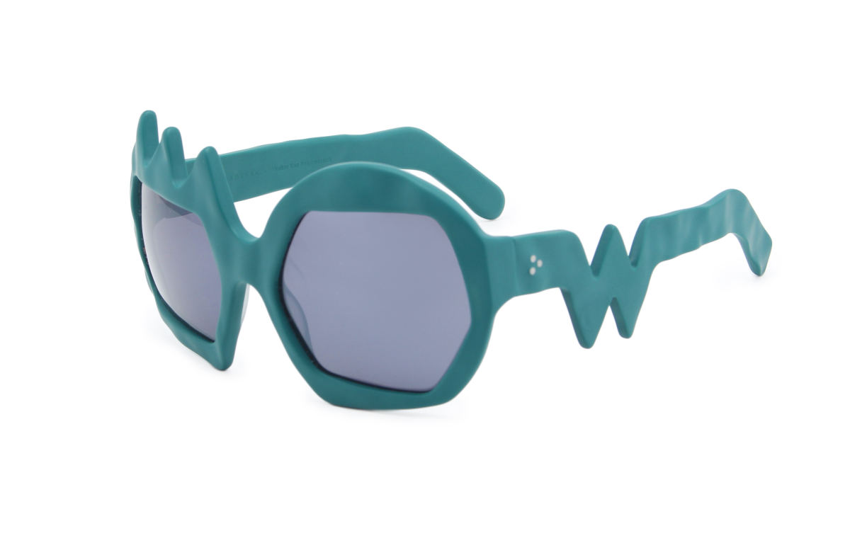 FAKBYFAK x Walter Van Beirendonck Couture sunglasses Lightning Sunglasses. Petrol Green Code: 09/11/05